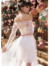 Off Shoulder Lace Tulle Beaded Wedding Dress Off Shoulder Lace Tulle Beaded Wedding Dress